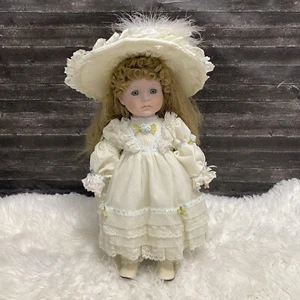 Vintage Bradley Collectible Doll White Lace Dress with Stand - Picture 1 of 17