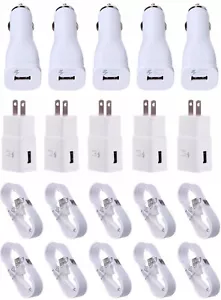 5X Fast Wall 5x Car Charger 10x Micro Cable For Samsung Galaxy S7 S6 Edge+ Note - Picture 1 of 1