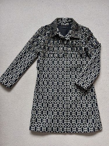 Cappotto Lana Abbellito Gucci Donna Nero Ottagonale Modello Monocromatico IT44 UK12