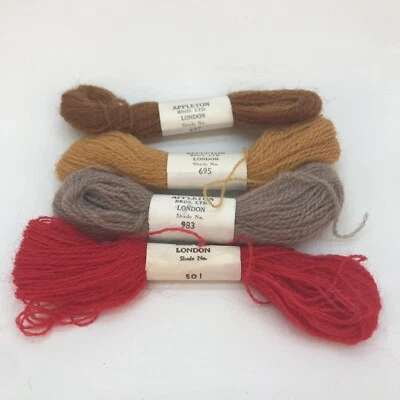 Appleton Bros Ltd London 100% Wool Crewel Tapestry Yarn 4 Skeins 697 695 983 501 - Image 1 of 2