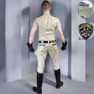 Men's Cowhide leather California Highway Patrol United Uniform With CHP Patches  - Picture 1 of 7