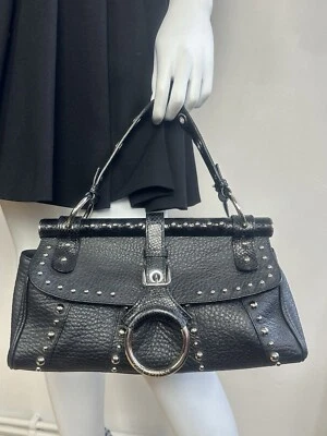 Bolso de Mano Dolce & Gabbana Baguette Vintage Cuero Negro Tachonado Y2K Foto 1 de 4