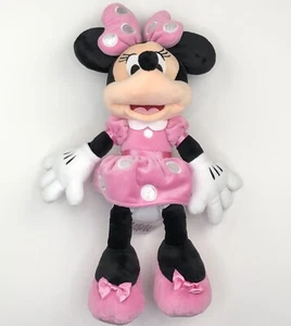 Disney Plush Minnie Mouse 17” Pink, Silver Polka Dot Dress Stuffed Animal Toy - Picture 1 of 15