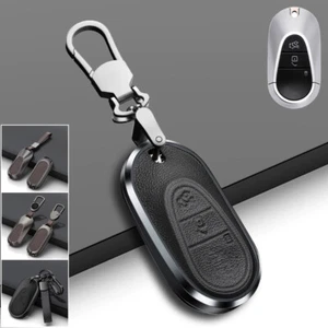 Aluminum Alloy Leather Car Key Case Cover For Benz C E W206 C260 C300 S450 S500 - Picture 1 of 12
