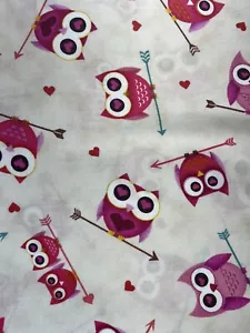 Valentines Day Owls Studio 8 By Quilting Treasures 1 1/2 Yards Quilting Fabric - Picture 1 of 3