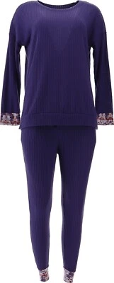 Retreat Rhonda Shear 2-Pc Jogger Lounge Set Purple Floral 1X NWOT (674) - Image 1 of 4