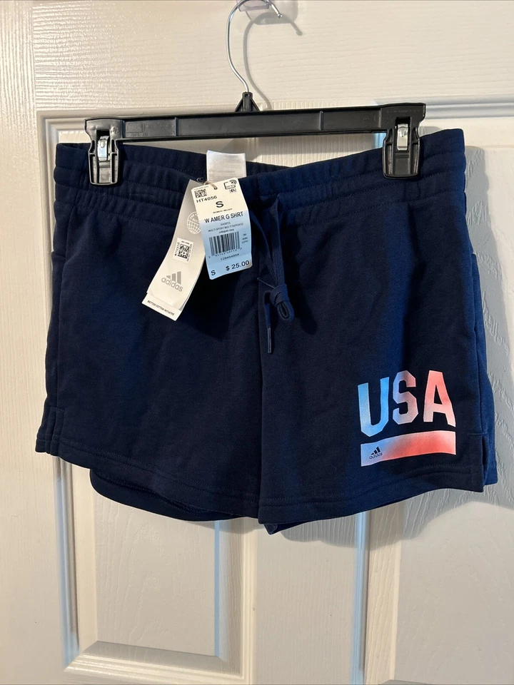 adidas Women's Medium 32" America Multi Sport USA Drawstring Shorts Navy Blue