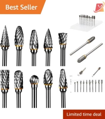 Rotary Burr Set Tungsten Carbide 3mm Shank 10 Pieces Double Cut Precision Tools - Image 1 of 4
