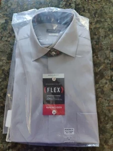 Camisa para hombre Van Heusen Flex ajuste regular manga larga 15,5 34/35 gris niebla nueva con etiquetas - Imagen 1 de 6