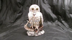 Vintage Enesco Snowy Owl E9029 Ceramic Porcelain Large White Brown Figurine  - Picture 1 of 11