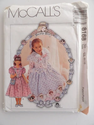 McCall's 8168 Girls' Dresses Hairbow Purse Pattern Sizes 6-7-8 Dorothy Dear UC - Image 1 of 3