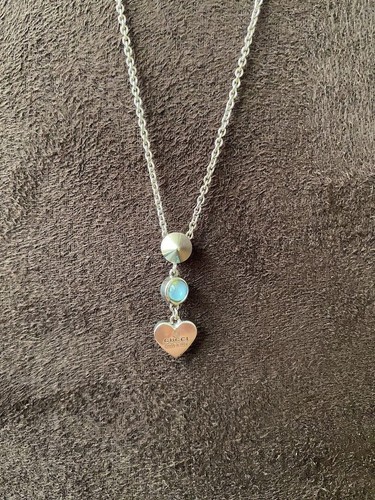 Collana con ciondolo Gucci motivo cuore argento blu mai usata