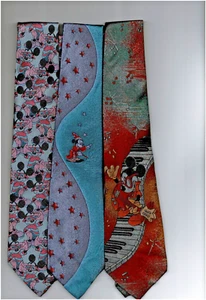 3 New Old Stock Vintage Disney Men's Ties Mickey Mouse 2 are Balancine Made USA - Picture 1 of 1