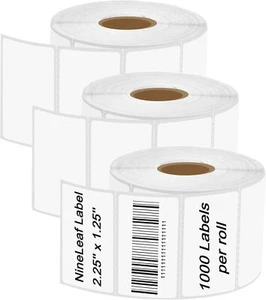 3 ROLLS Direct Thermal 2.25X1.25" 1000/RL Barcode Labels For Zebra LP2824 - Picture 1 of 24