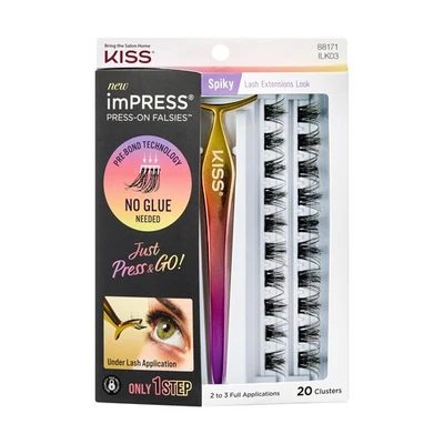 KISS imPRESS Falsies Kit de Pestañas Autoadhesivas Prensadas, Negro, 20 Pestañas Foto 1 de 4
