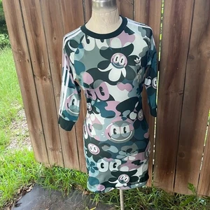 ADIDAS x HATTIE STEWART Flower Faces Three Stripes DRESS M NWT - Picture 1 of 7
