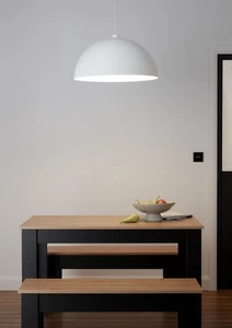 GoodHome Songor weißer Pendelleuchtenschirm 38 cm Durchmesser moderner Pendelschirm  - Bild 1 von 12