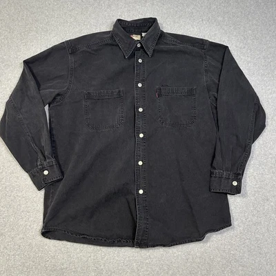Vintage Levi's Camisa Chaqueta Hombre M Negro Manga Larga Abotonada Chaqueta Western Foto 1 de 4
