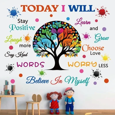CASADECOR Motivational Wall Sticker for Kids – Positive Quote Tree Decal Classroom Decor