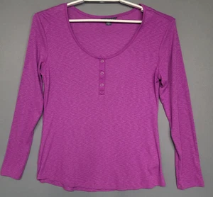 Eddie Bauer Top Shirt Womens Large Long Sleeve Henley Stretch Ribbed Modal - Picture 1 of 13