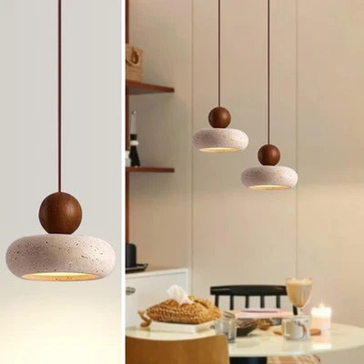 Wabi Sabi Pendant Light, 5.9" Natural Yellow Travertine Pendant Light with Ro... - Image 1 of 4