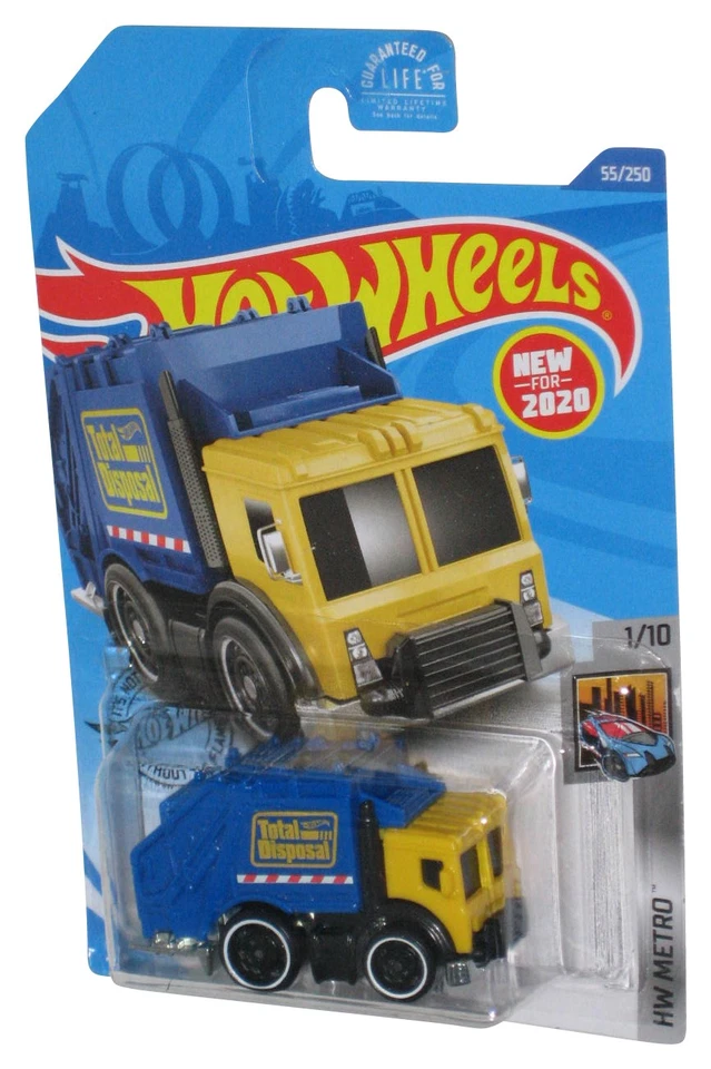 Hot Wheels Total Disposal Yellow & Blue Garbage Truck (2020) HW Metro Toy #55/25 - Image 1 of 1