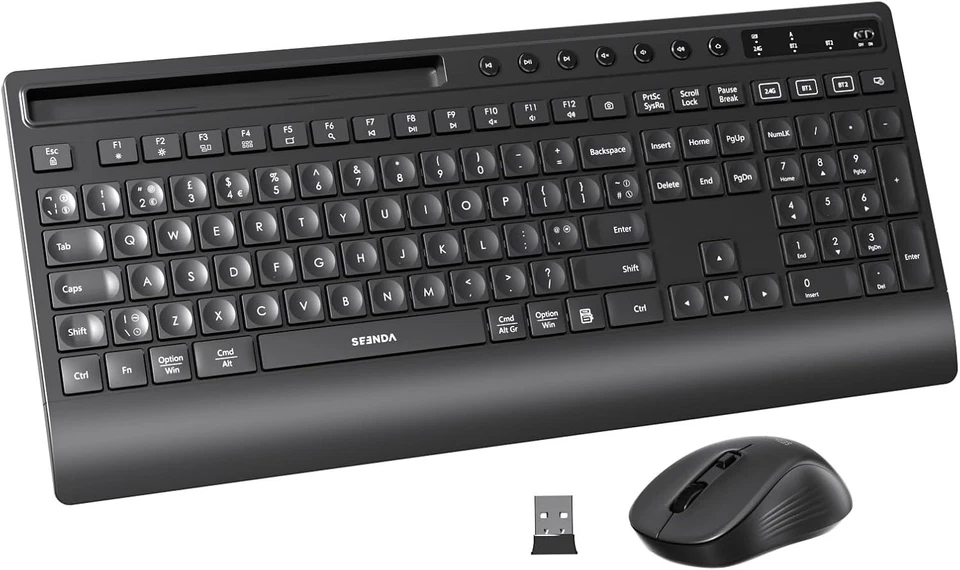 Seenda COE201 Wireless Bluetooth Keyboard & Mouse, Ergonomic QWERTY for Mac/PC - Image 1 of 4