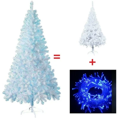 4/5/6/7Ft Christmas Tree w/Blue LED Lights Artificial Tree Pine Holiday Decor US - Image 1 of 4