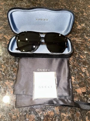 Gucci GG0016S Men's Sunglasses - Black Frame/Brown Lens - Image 1 of 4