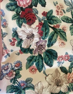 Vtg Waverly Ninety Six Main Nantucket Floral Fabric SCHUMACHER Cotton 2 Pc 79x76 - Picture 1 of 13