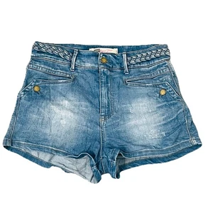 Zara Trf Blue Denim Hot Pants Shorts UK 10 High Waist - Picture 1 of 7