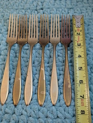Set Of 6 Vintage Dirigold Dirilyte Goldware REGAL FORKS Flatware - Image 1 of 4