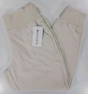 NEW Athleta Coaster Luxe Waffle Jogger Athleisure Workout Thermal Large Bone NWT - Picture 1 of 14