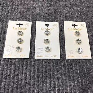Vintage La Mode 9 Crystal Buttons 3/8” Made In Italy Hand Washable Two Hole - Picture 1 of 6