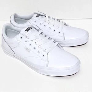 Size 12 - VANS Seldan Classic (Tumble) "Triple White" Leather Low Top Shoes - Picture 1 of 12