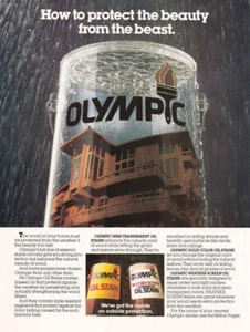 1986 Olympic Stain: Protect the Beauty From the Beast Vintage Print Ad - Picture 1 of 1