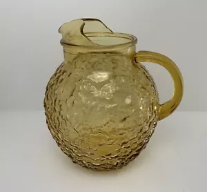 Vintage Glass Ball Water Pitcher 60’s Anchor Lido MCM Honey Gold Excellent - Picture 1 of 12