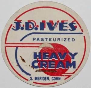 Vintage milk bottle cap J D IVES Heavy Cream South Meriden Connecticut unused - Picture 1 of 3