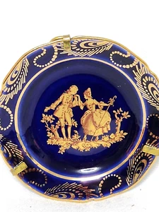 Fontanille & Marraud Limoges Limoges France Cobalt / Gold Mini Plate & Stand FM - Picture 1 of 15