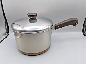 Revere Ware Sauce Pot 7" Vintage Copper Clad Bottom Stainless Steel w/ Lid 1807 - Picture 1 of 10