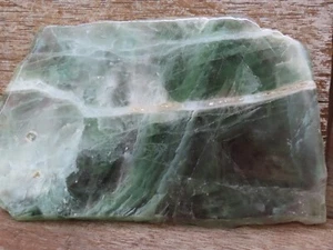 Polished Fluorite Crystal Slab Rough Edges 294 Grams Slice Green Heal Display - Picture 1 of 9