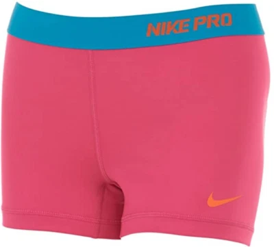NEW! NIKE PRO [L] Women's 2.5'' Compression Yoga/Gym Shorts-Pink/Blue 458653-665 - Image 1 of 2