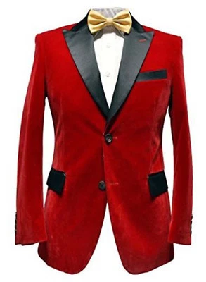  Men Red Smoking Jacket Elegant Wedding Groom Designer Party Wear Blazers - Image 1 of 2