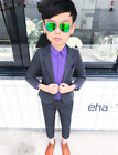 Kids Boys Gentleman Party Outfits Formal Suit Long Sleeve Coat Pants Ties Set