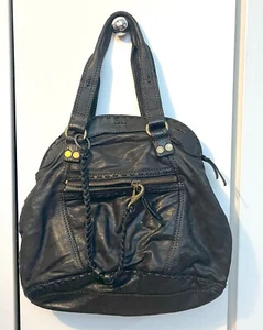 Lucky Brand Vintage inspired Leather Bag Tote Shoulder Purse Black - Picture 1 of 10