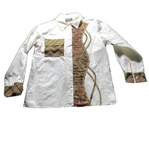 Koos of Course Shirt XS White Cotton Preppy Long Sleeve Pattern Appliqué - Picture 1 of 8