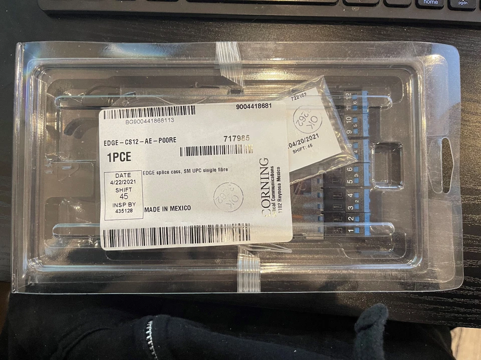 Corning EDGE-CS12-AE-P00RU Edge Splice Cassette 12-Fiber LC Duplex - Image 1 of 1