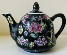  Zhongguo Jingdezhen China Famille Noir Miniature Teapot Black Floral 
