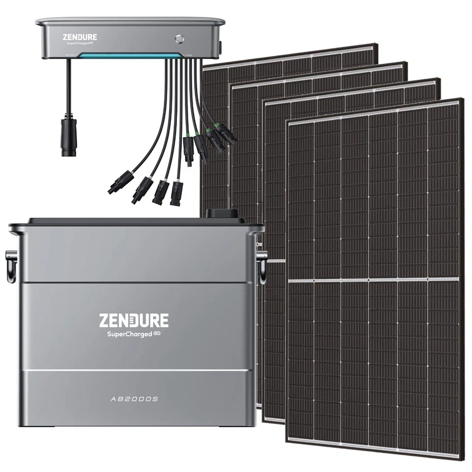 DIVERSE HERSTELLER Balkonkraftwerk Zendure Hyper2000 / AB2000X Speicher / 4x TrinaSolar Solarmodule