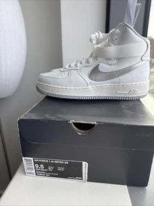 Nike Air Force 1 Hi Retro Qs Sz 9.5 Summit White/wolf Grey 743546-101 - Picture 1 of 7